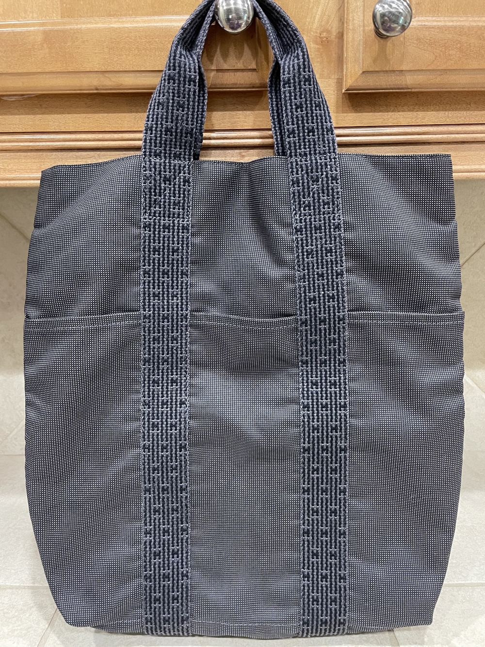 Hermès Herline Cabas MM Gray Canvas Tote Bag